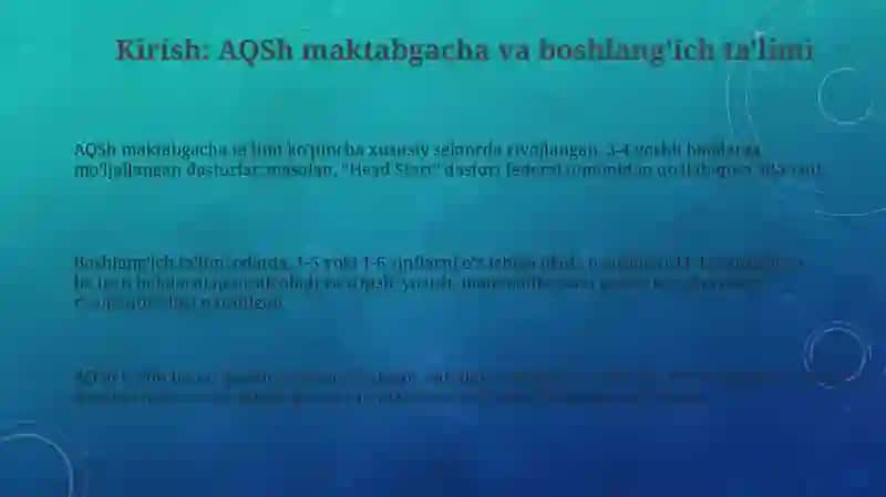 AQSH maktabgacha va boshlangʻich taʼlim 3