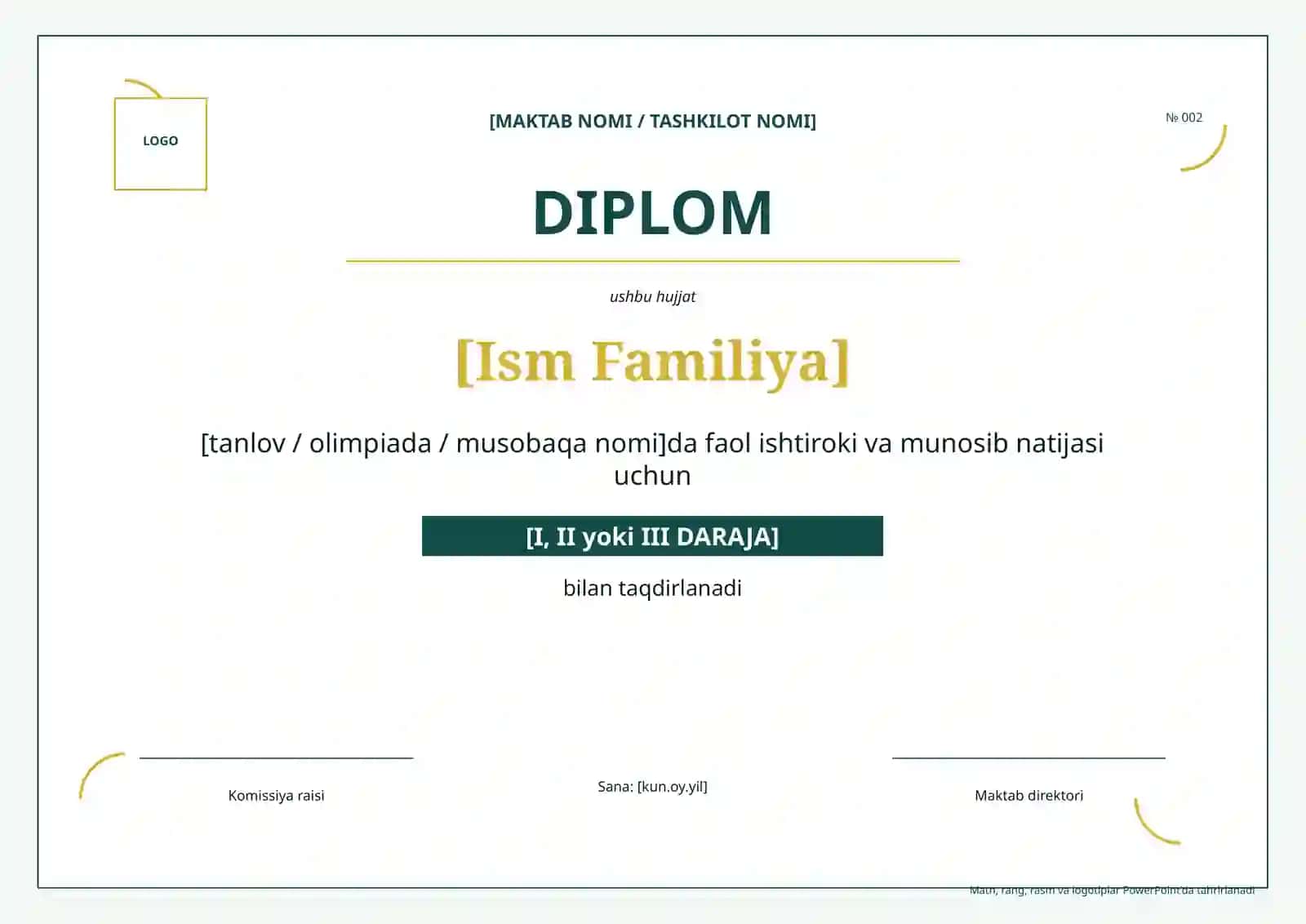 MAKTAB TADBIRLARI UCHUN 150 TA DIPLOM, SERTIFIKAT, TASHAKKURNOMA VA FAXRIY YORLIQ 3