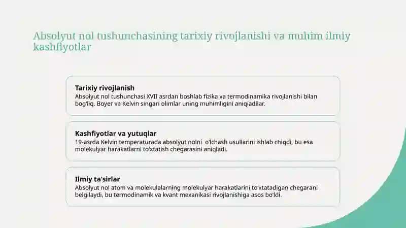 Absolyut nol va Kelvintemperaturada 19-asiysaviy oshishning ilmiy va tatbiqi asoslari 3