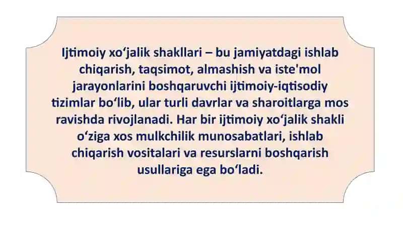 Ijtimoiy xoʻjalik shakllari va ularning rivojlanishi 3