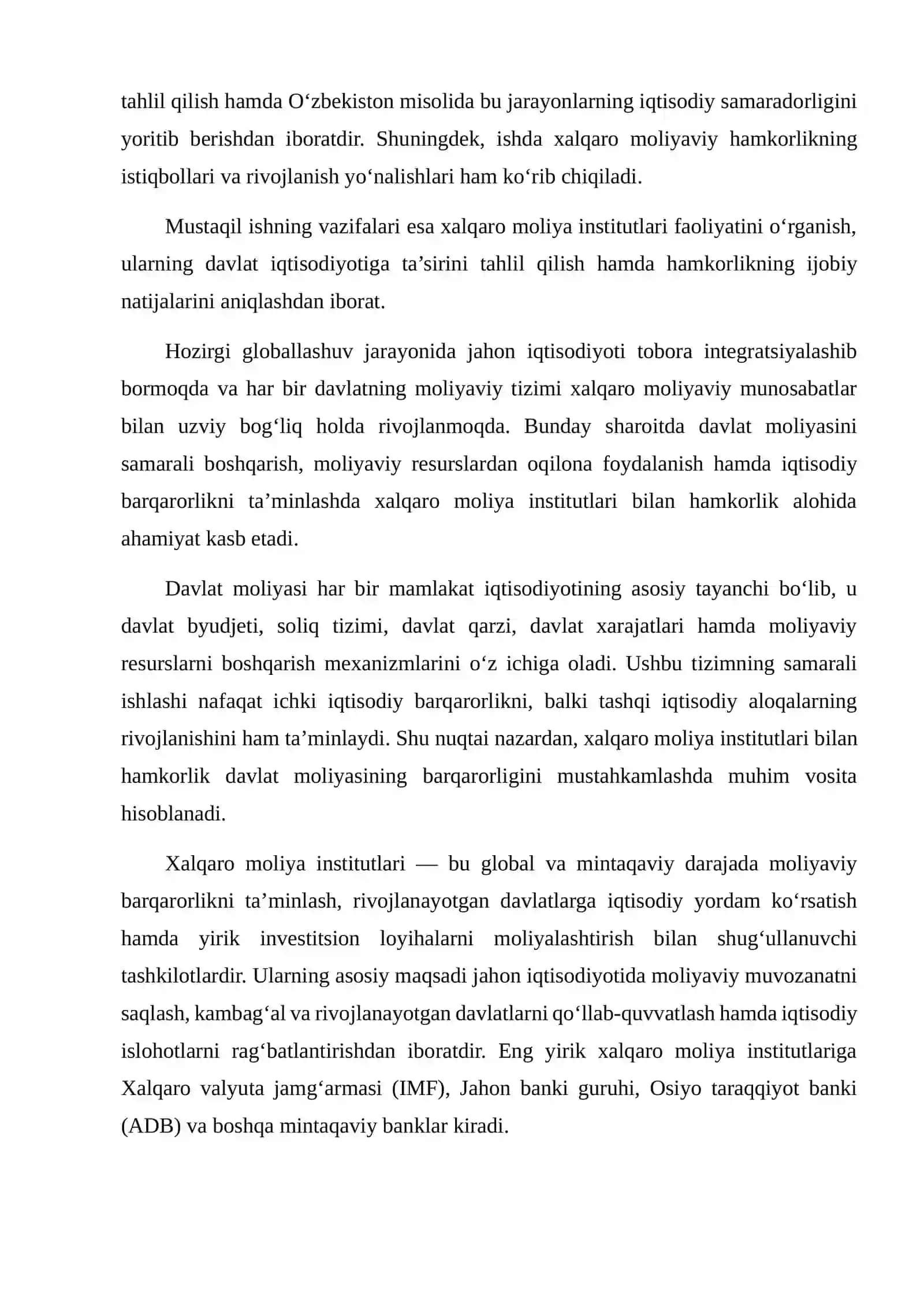 Xalqaro moliya institutlarining iqtisodiyotdagi o'rniga doir adabiyotlar 3