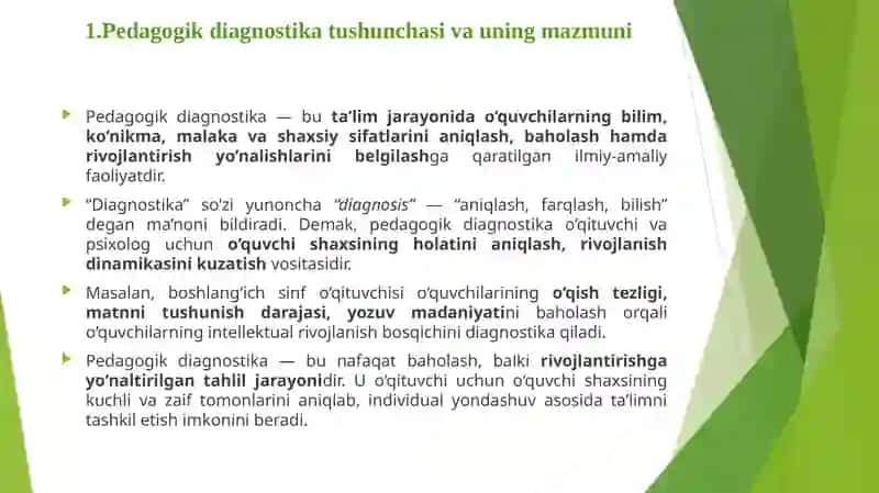 Pedagogik diagnostika tushunchasi va uni rivojlantirish metodi 3