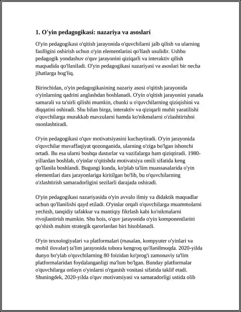 REFERAT Mavzu: O'YIN.BOLALARNI RIVOJLANTIRISH VA TARBIYALASH METODIKASI 3