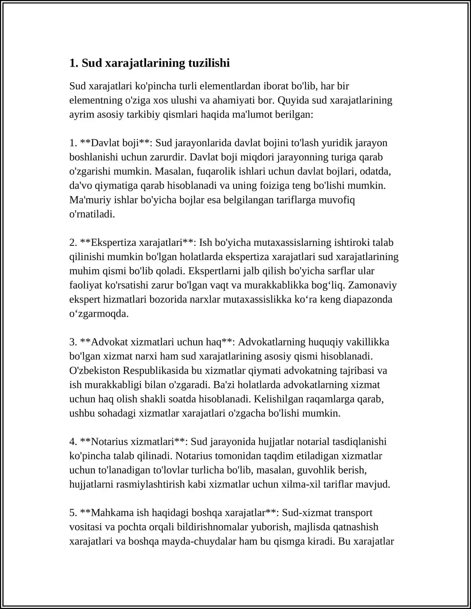 Mavzu: SUD XARAJATLARI 3