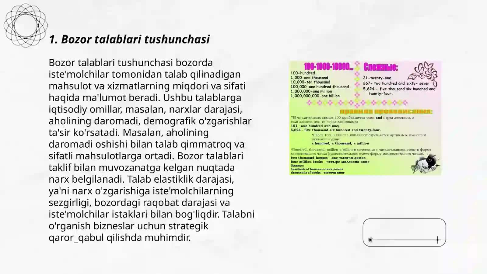 Tannarx hisob-kitoblarida bozor talablari va ularning roli 3
