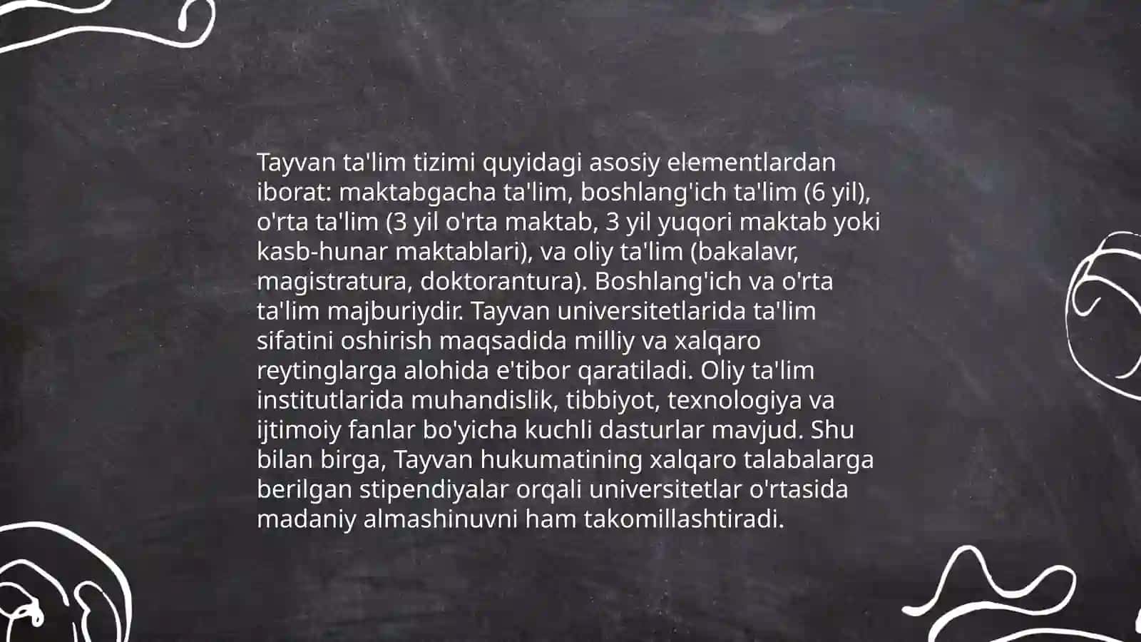 Tayvan davlatining ta'lim tizimi va xalqaro baholash dasturlaridagi o'rni haqida 3