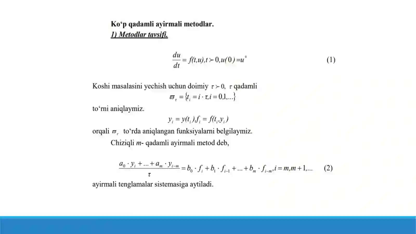 Koshi masalasini taqribiy yechishda ko‘p qadamli metod 3