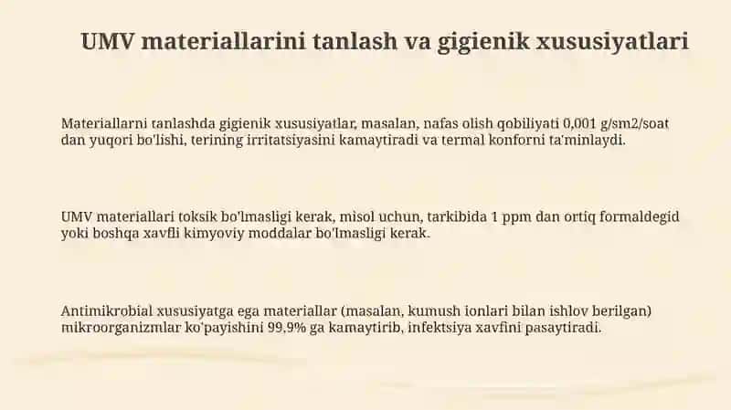UMUMIY HIMOYA VOSITALARIGA QO'YILADIGAN SANITARIYA-GIGIYENA TALABLARI 3