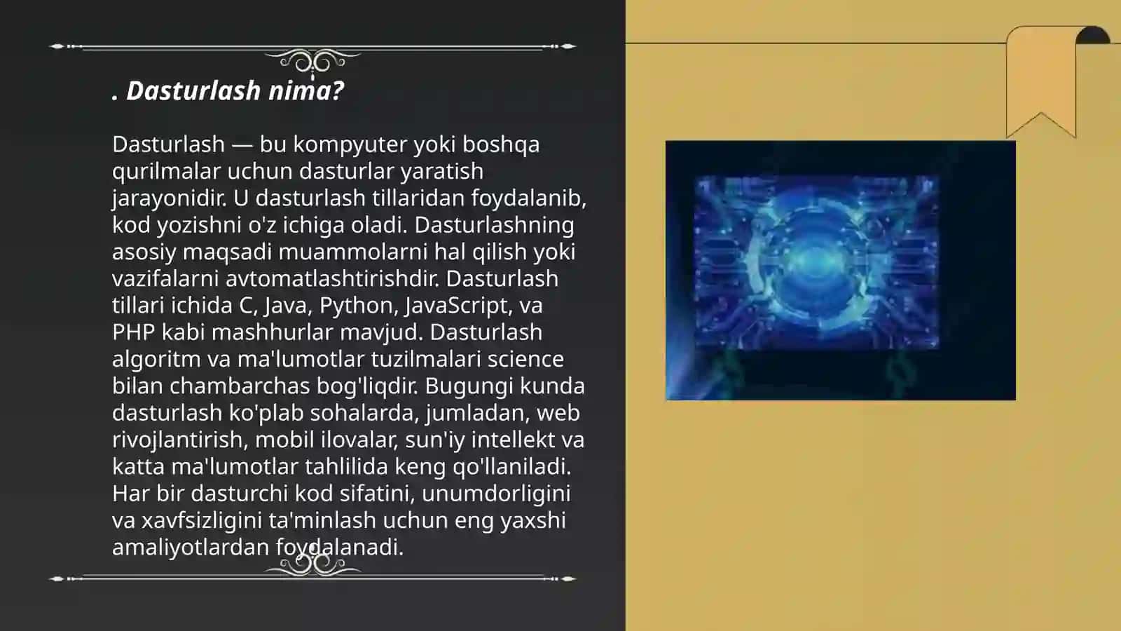 Dasturlarga kerish haqida slayd tayyorlanib Bering 3