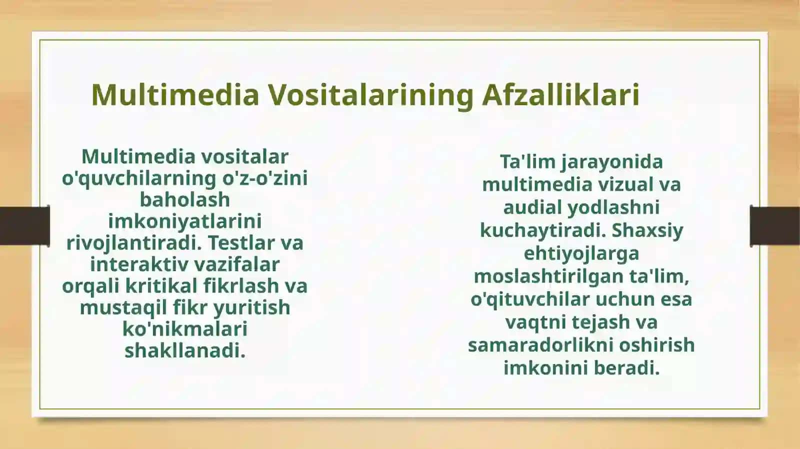 Boshlangʻichtaʼlimtabiiyfanlaridarslaridaoʻquvvositalarimultimediatarqatmavadidaktikmeterillardanfaydalanishmedodikasi 3