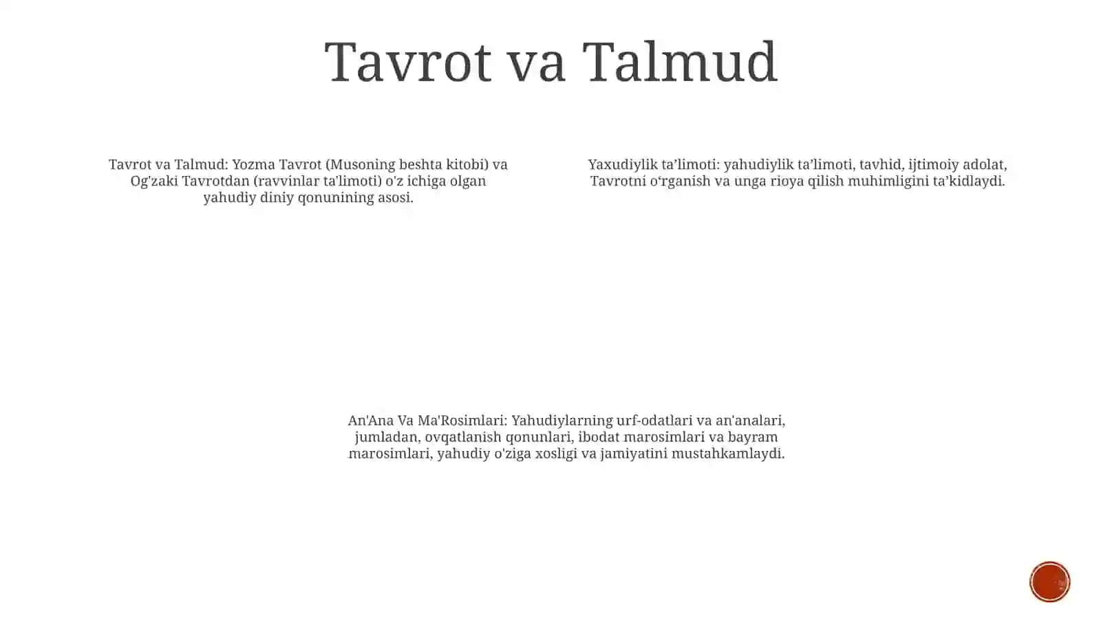 Yaxudiylik Ta'Limoti, An'Ana Va 3