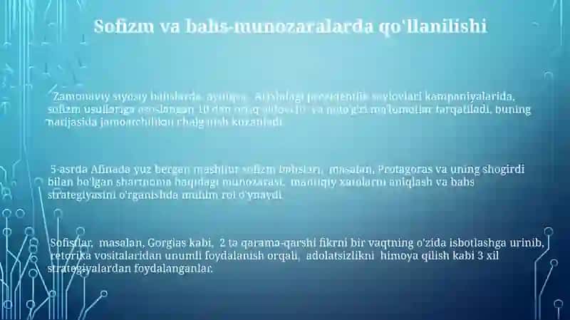 Paradokslar va sofizmlar haqida masalalar, ularning hayotga tatbiqi 3