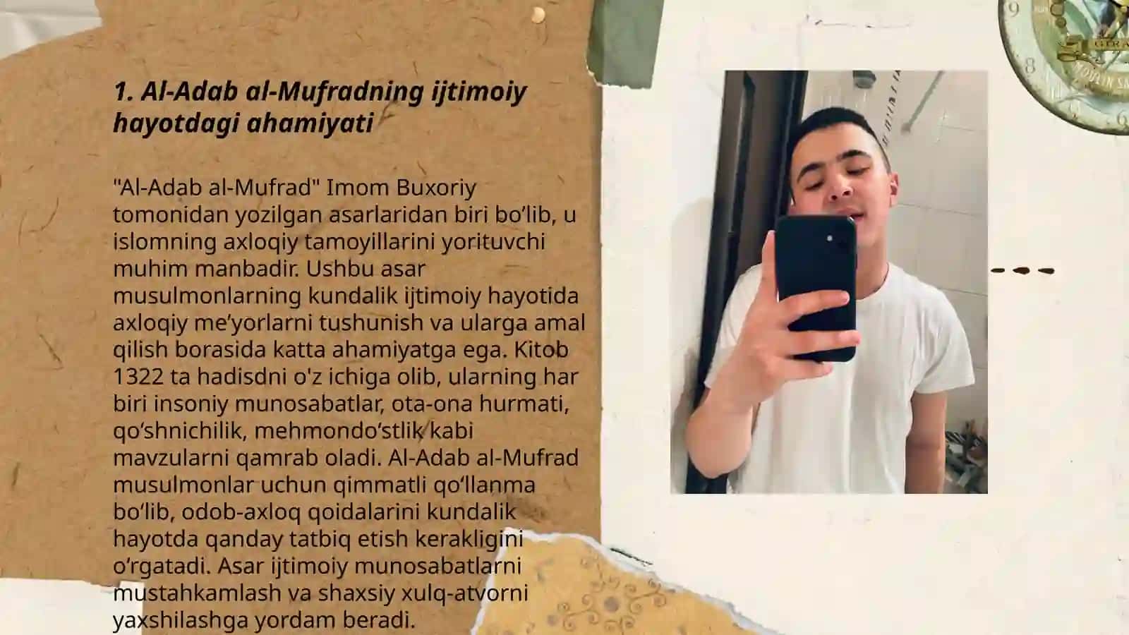 Imom Ismoil al-Buxoriyning 'al-adab al-mufrad' (adab durdonalari) hadislari mazmunini ijtimoiy hayotdagi oʻrni 3