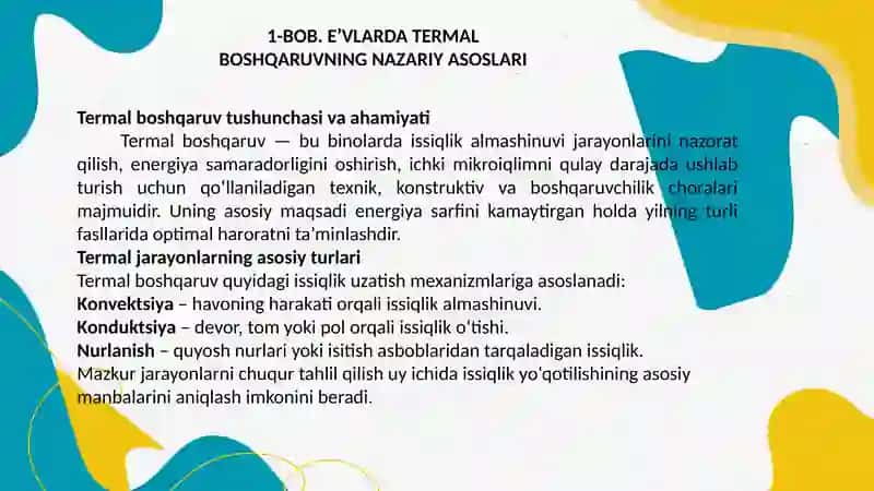 “E'vlarda termal boshqaruv stratgeylari” 3