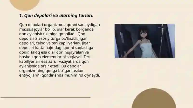 Qon depolari. Limfa qon oʻrnini bosuvchi suyuqliklar fiziologiyasi 3