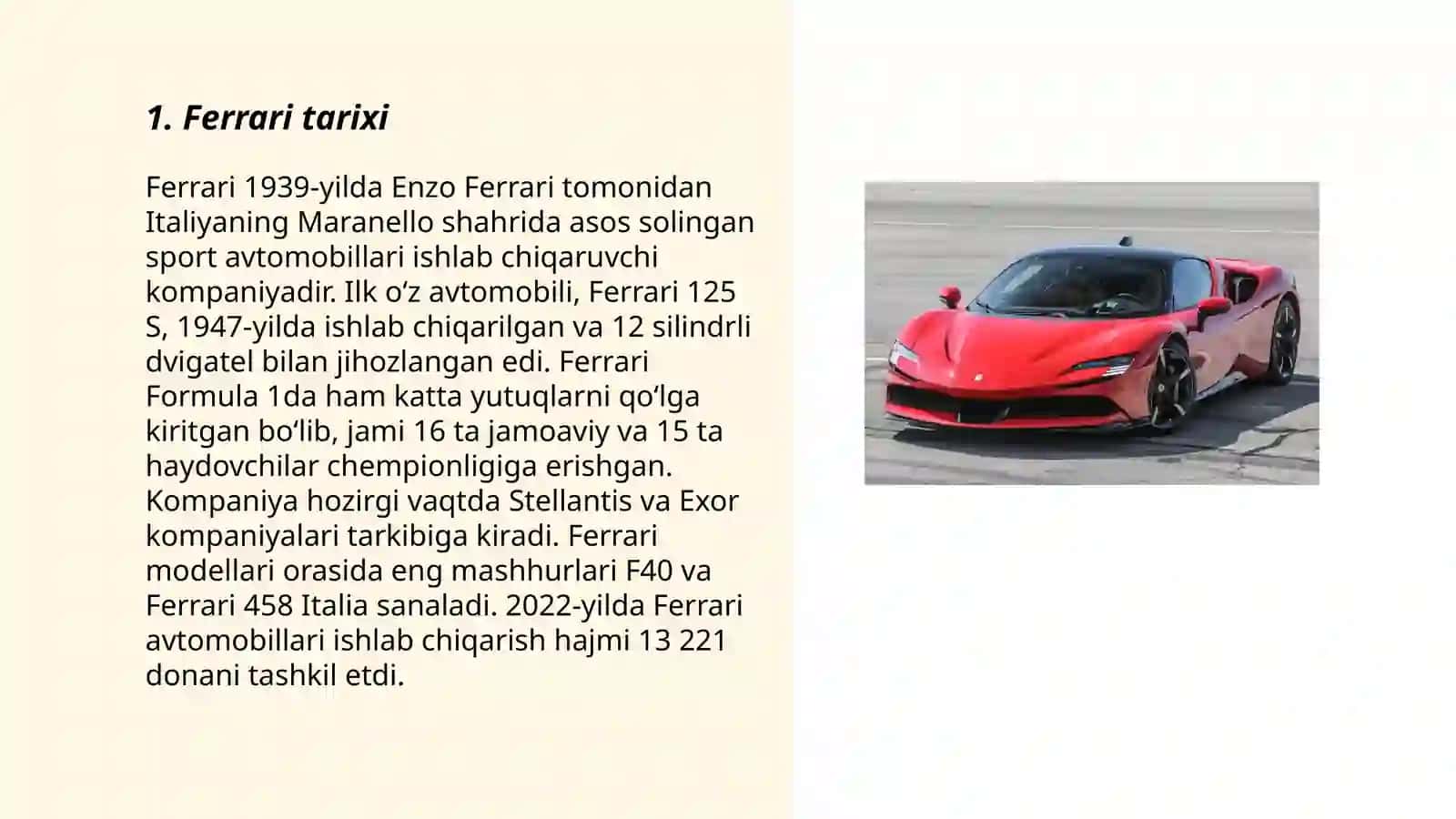 Ferrari mashinalari haqida 3