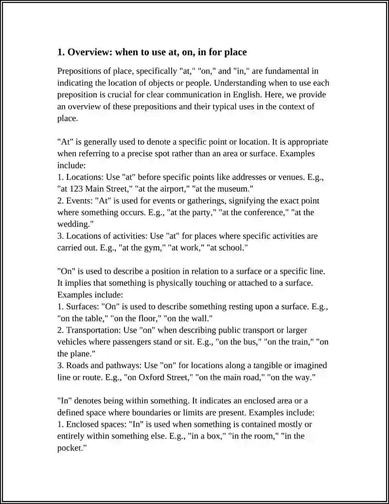 PREPOSITION OF PLACE (AT, ON, IN ) 3