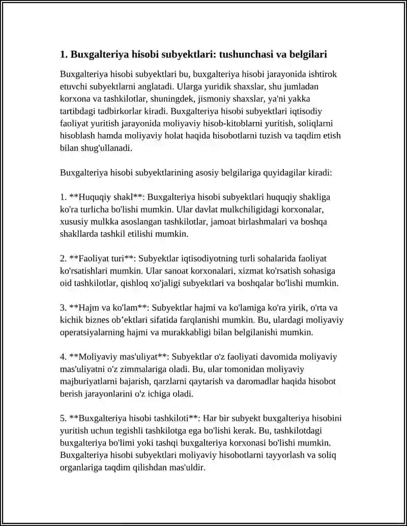 BUXGALTIREYA HISOBI SUBEKTLARI VA OBEKTLARI 3