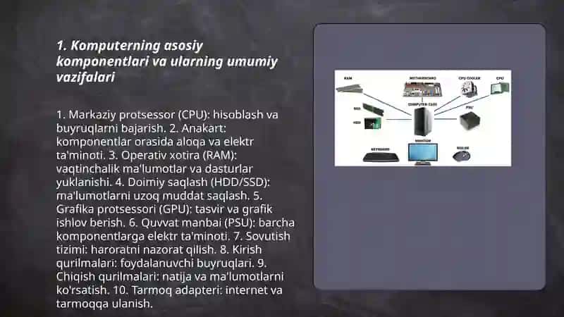 Komputerning texnik ta'minoti va ularning vazifalari 3