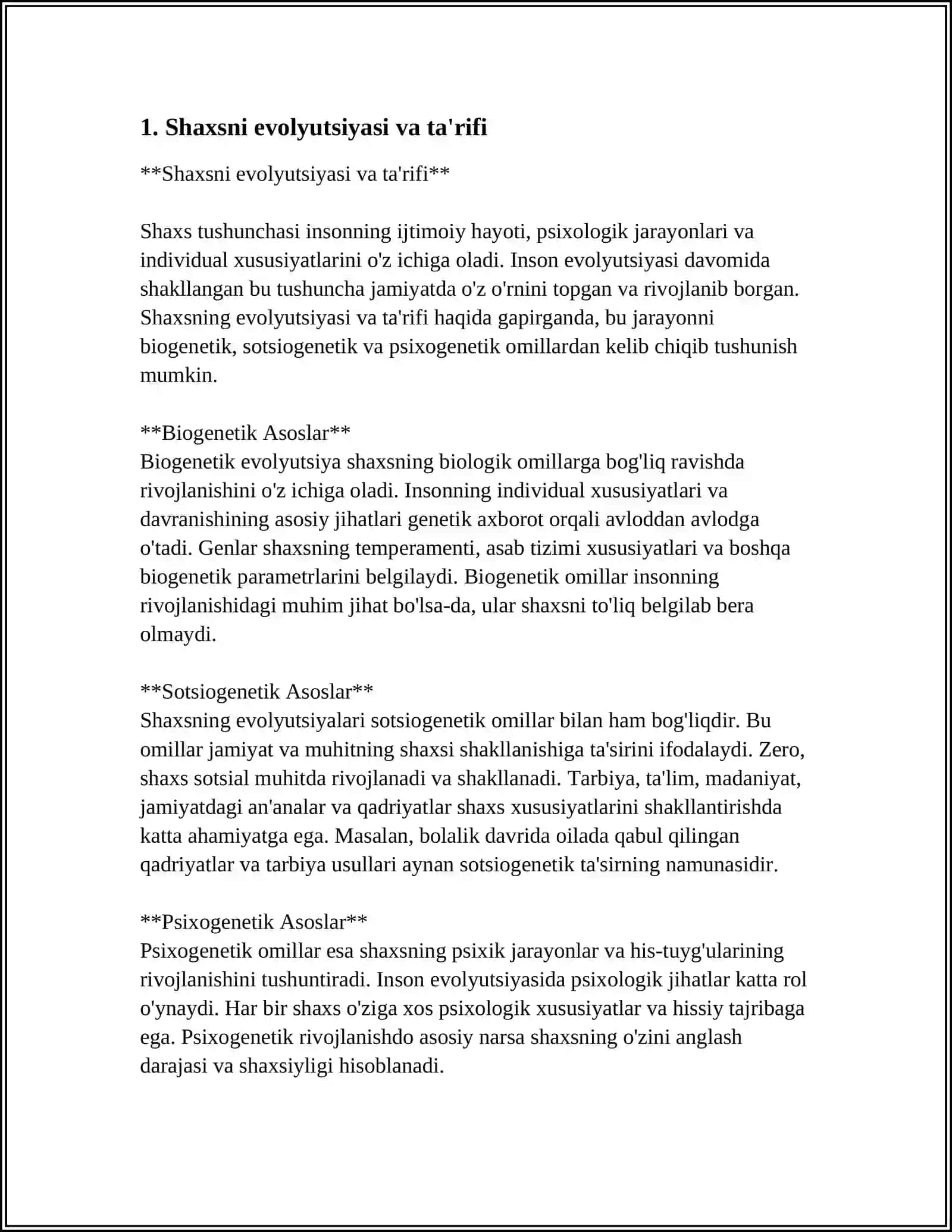 SHAXSNI EVOLYUTSION JIHATDAN RIVOJLANISHI 3
