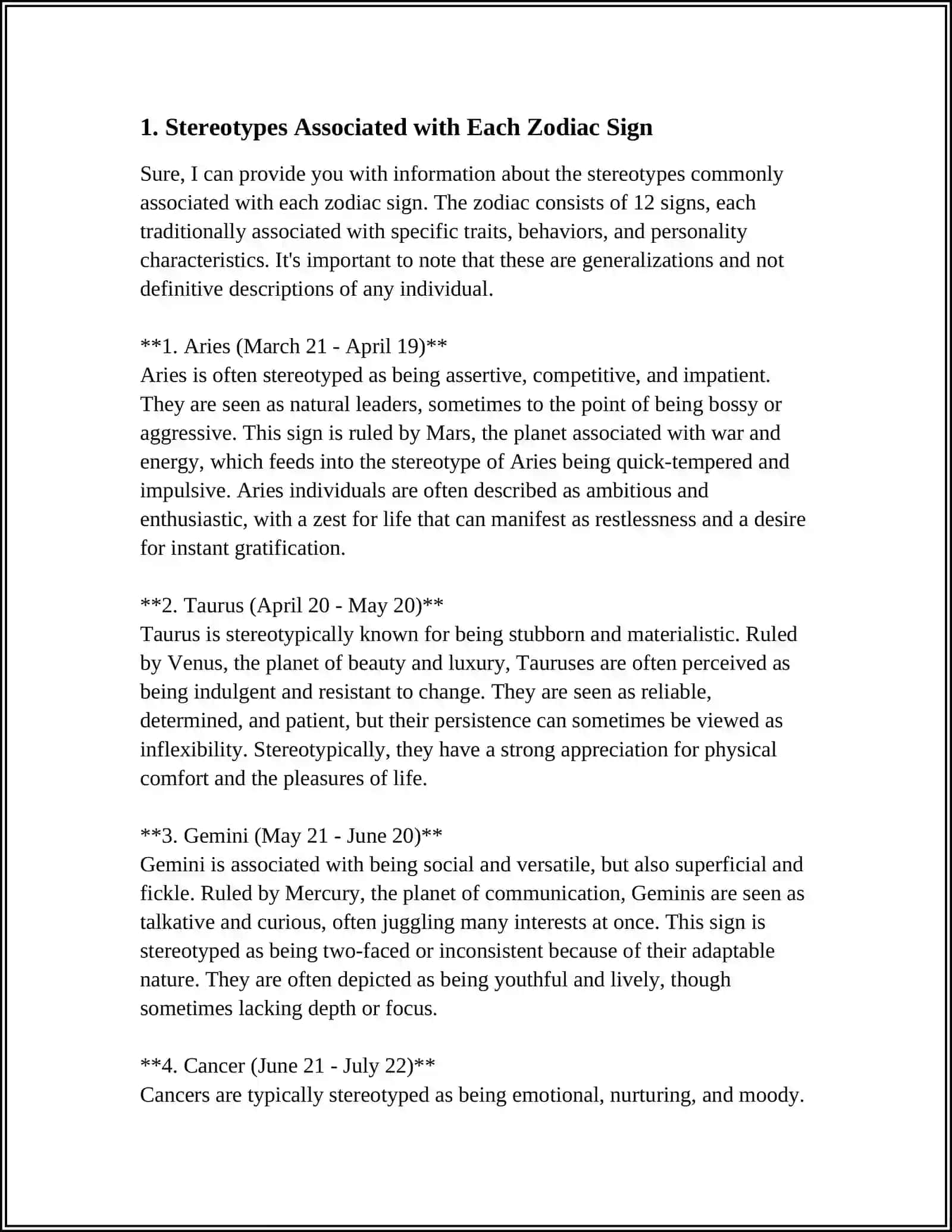 Theme: HOROSCOPES AND STEREOTYPE 3