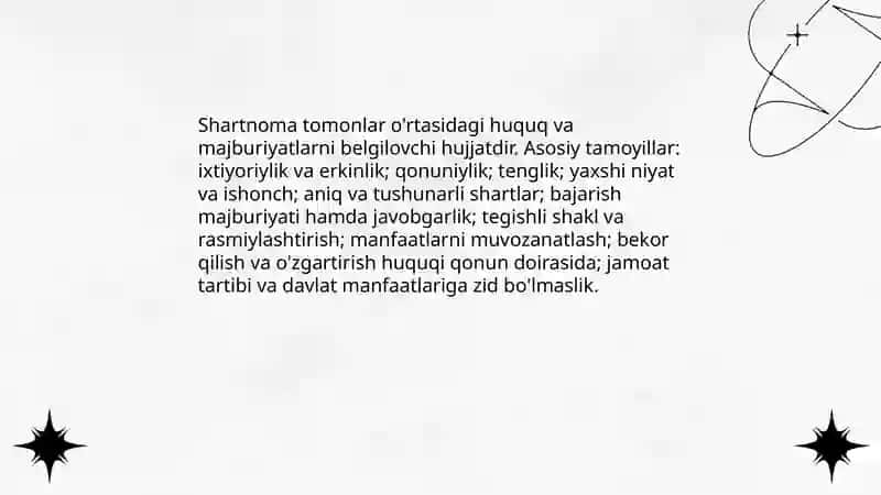 Shartnoma turlari va boshqaruvda shartnomaning roʻli 3