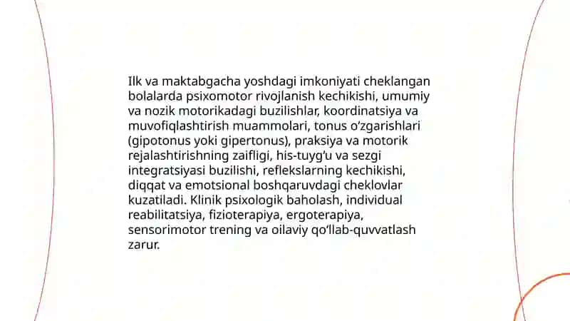 Ilk va maktabgacha yoshdagi imkoniyati cheklangan bolalar kontigentligining klinik-psixologik va pedagogik xususiyatlari 3