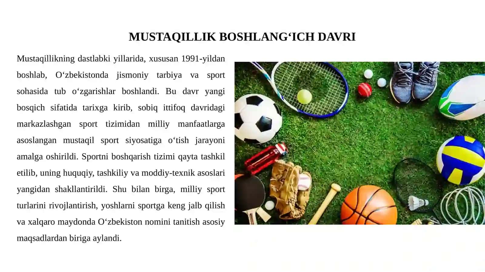 MUSTAQILLIK YILLARIDA O‘ZBEKISTONDA JISMONIY TARBIYA VA SPORT 3