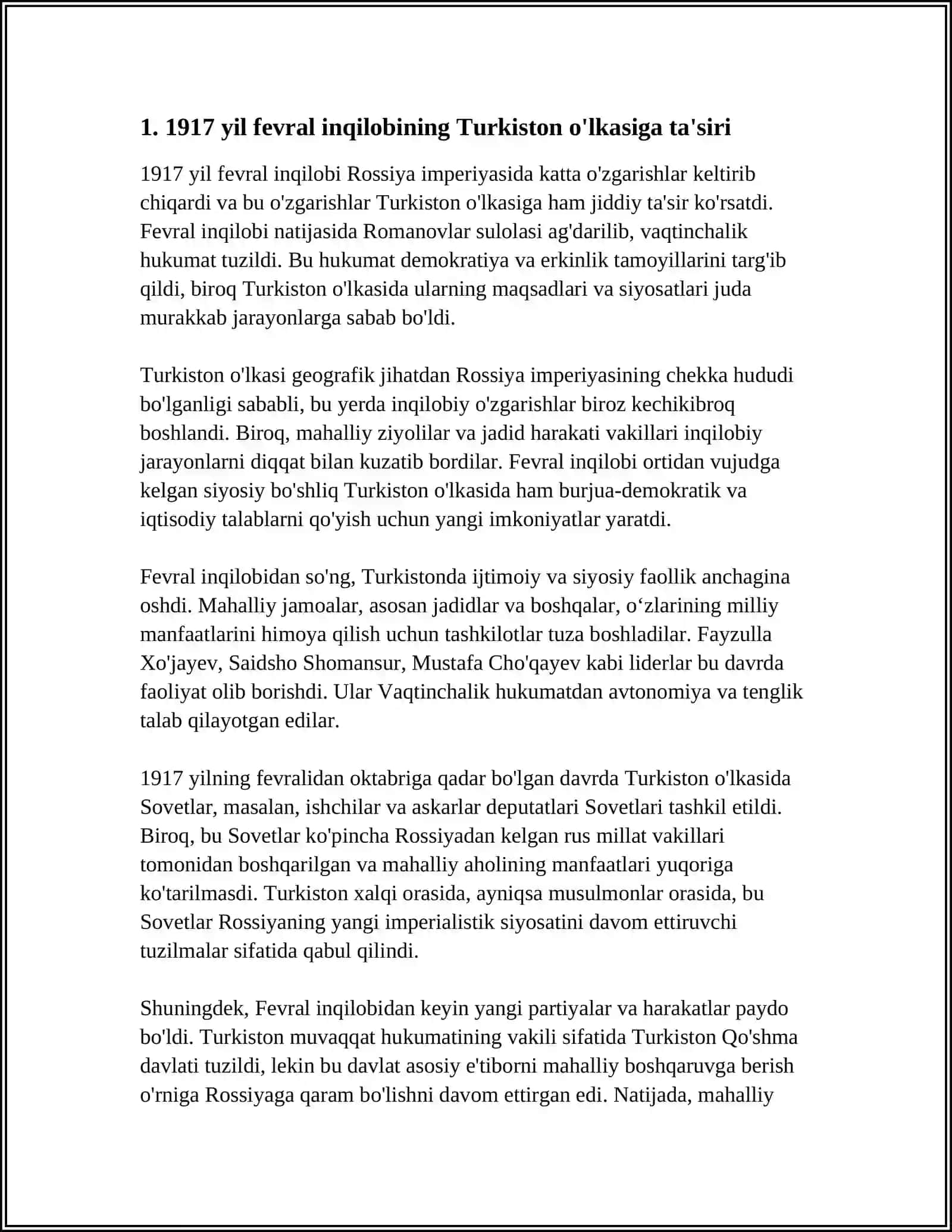 TURKISTON O'LKASI 1917-YIL FEVRAL-OKTYABR ORALIG'IDA 3