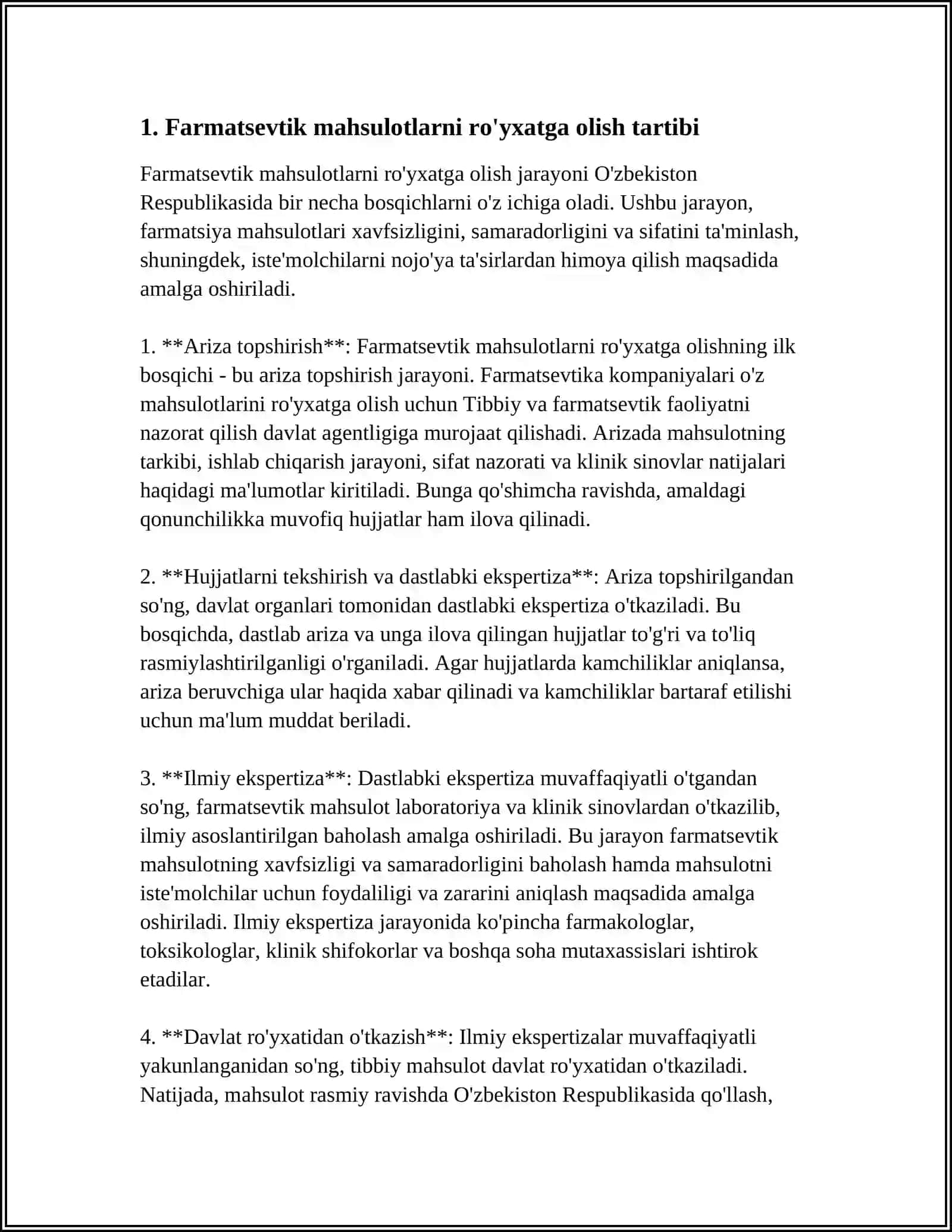 FARMATSEVTIK TAVARLARNING HAVFSIZLIGNING TA'MINLASH TO'GRISIDAGI MEYORIY XUJJATLAR 3