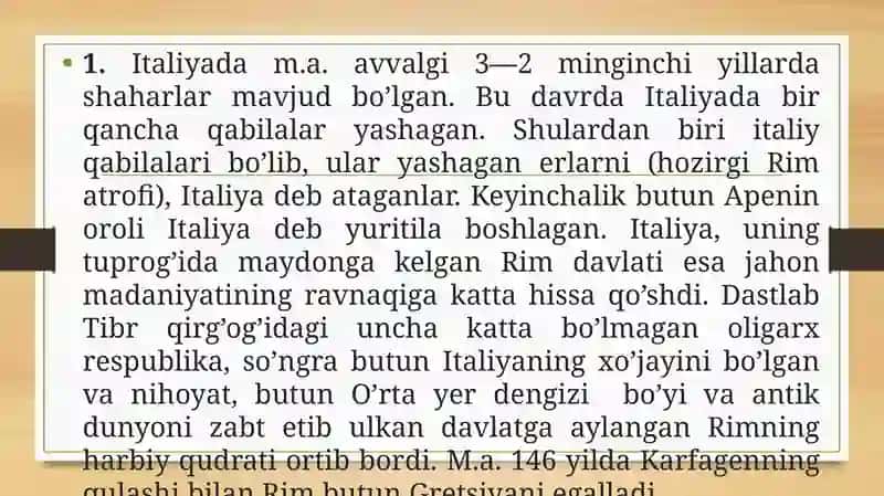 Qadimgi Rimsivilizatsiyasi (2 soat) 3