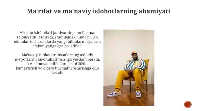 Ma'rifiy ma'naviy islohatlar jamiyattaraqqiyotining ustuvoryonaliwlari 3
