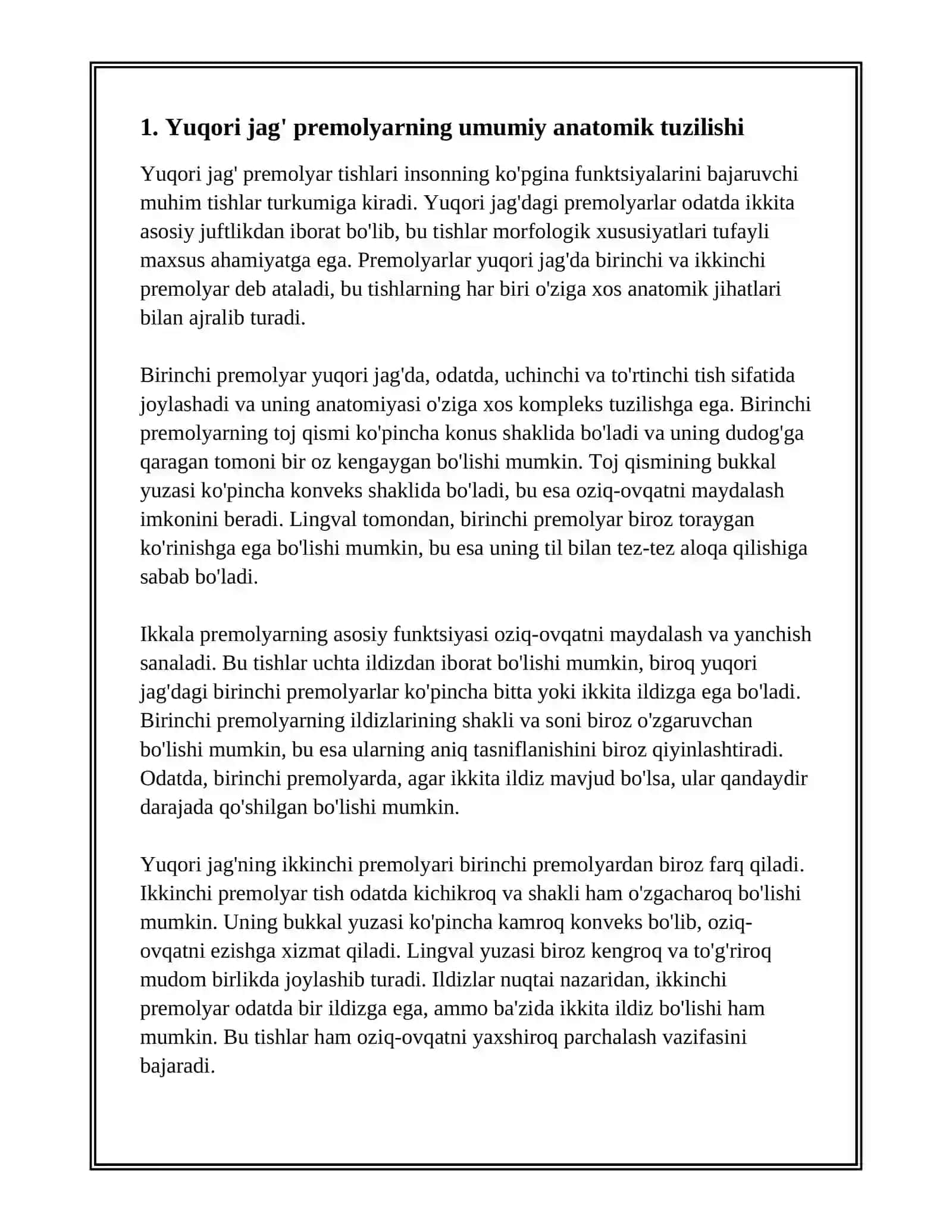 YUQORI JAG' PREMOLYAR TUZILISHI 3