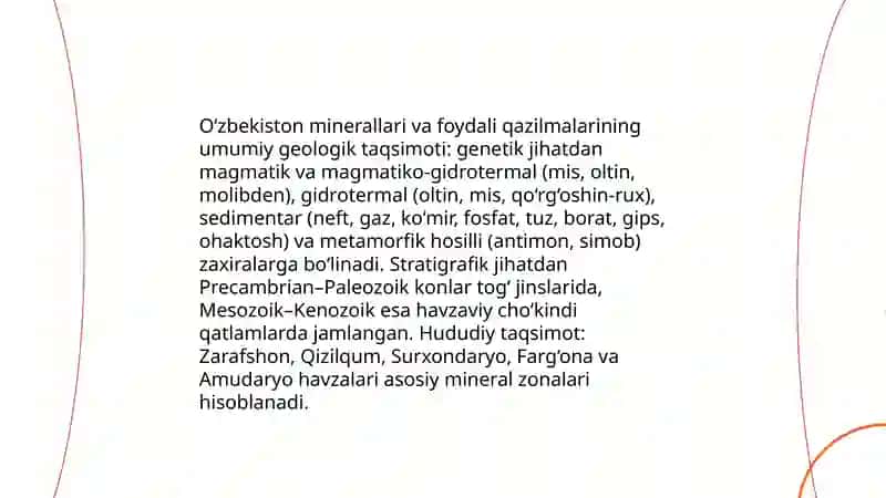 O‘zbekistonning foydali qazilmalari haqida maʼlumotlar tayyorlash va xaritada belgilash 3