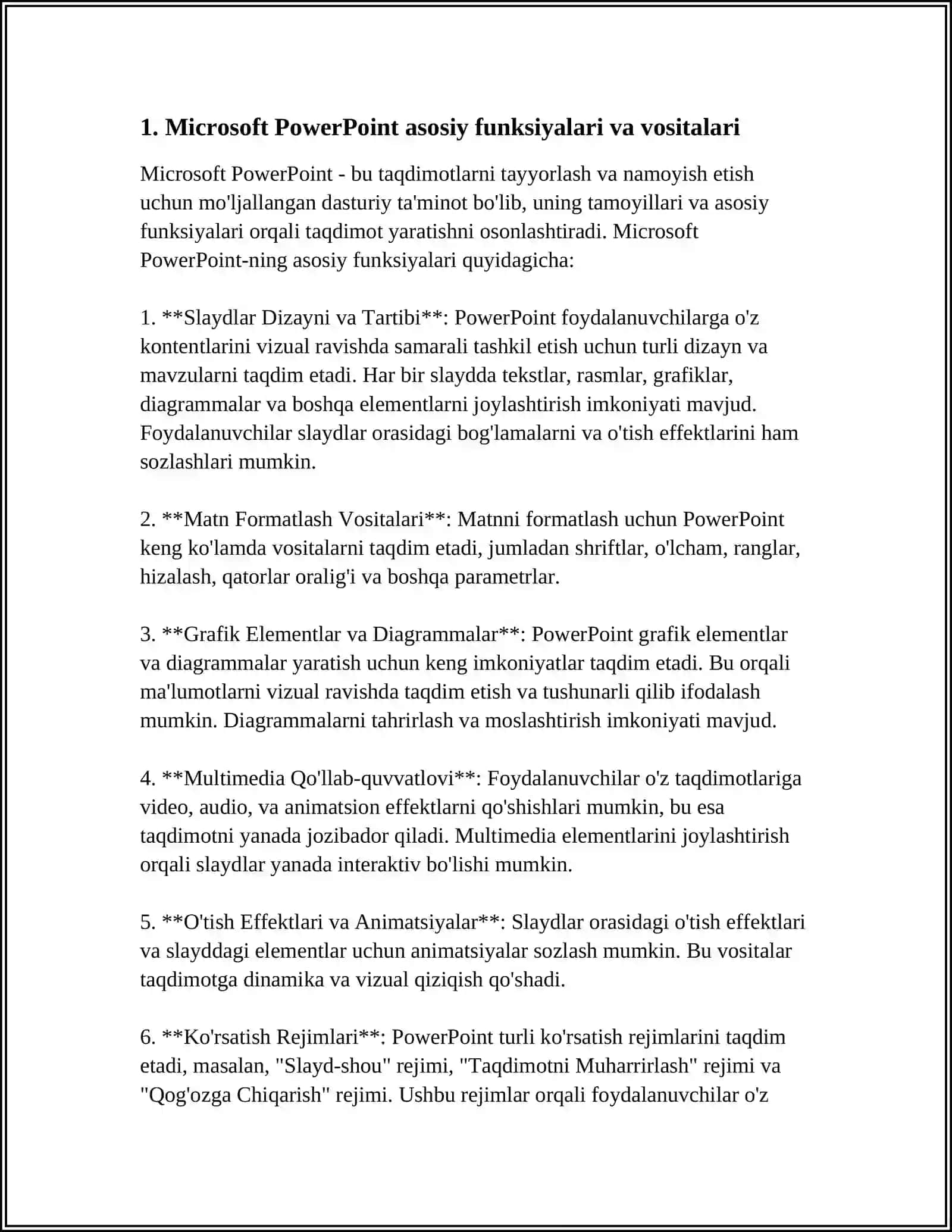 Microsoft PowerPoint asosiy funksiyalari va vositalari 3