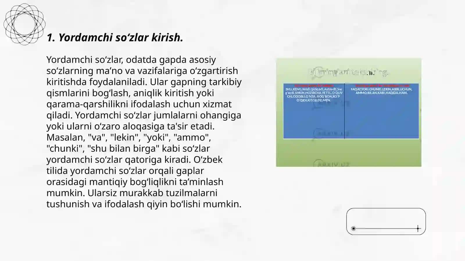 Yordamchi soʻzlar,ularning turlari 3