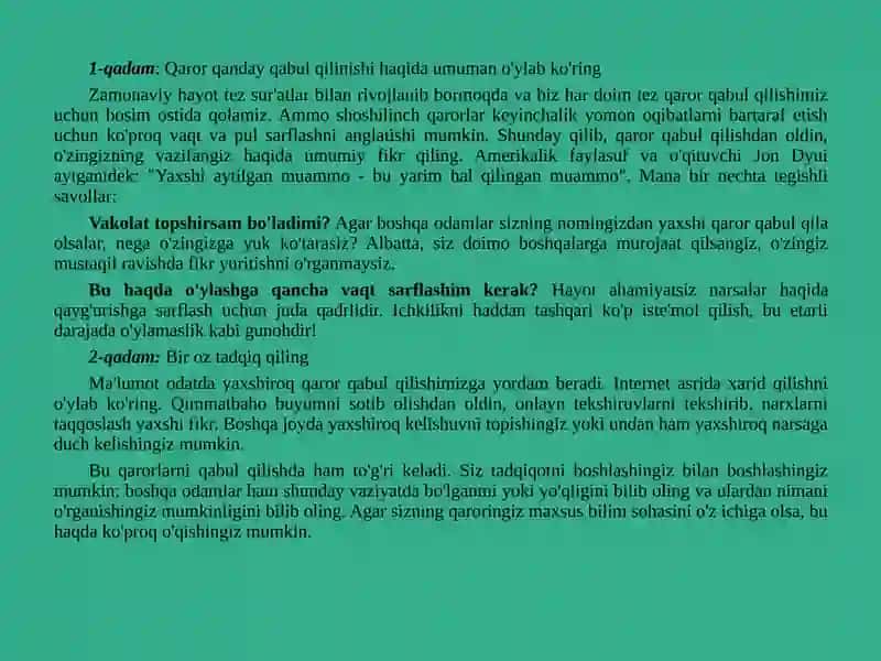 Qarorlarni boshqalar bilan bo`lishish va ularni ergashtirish 3