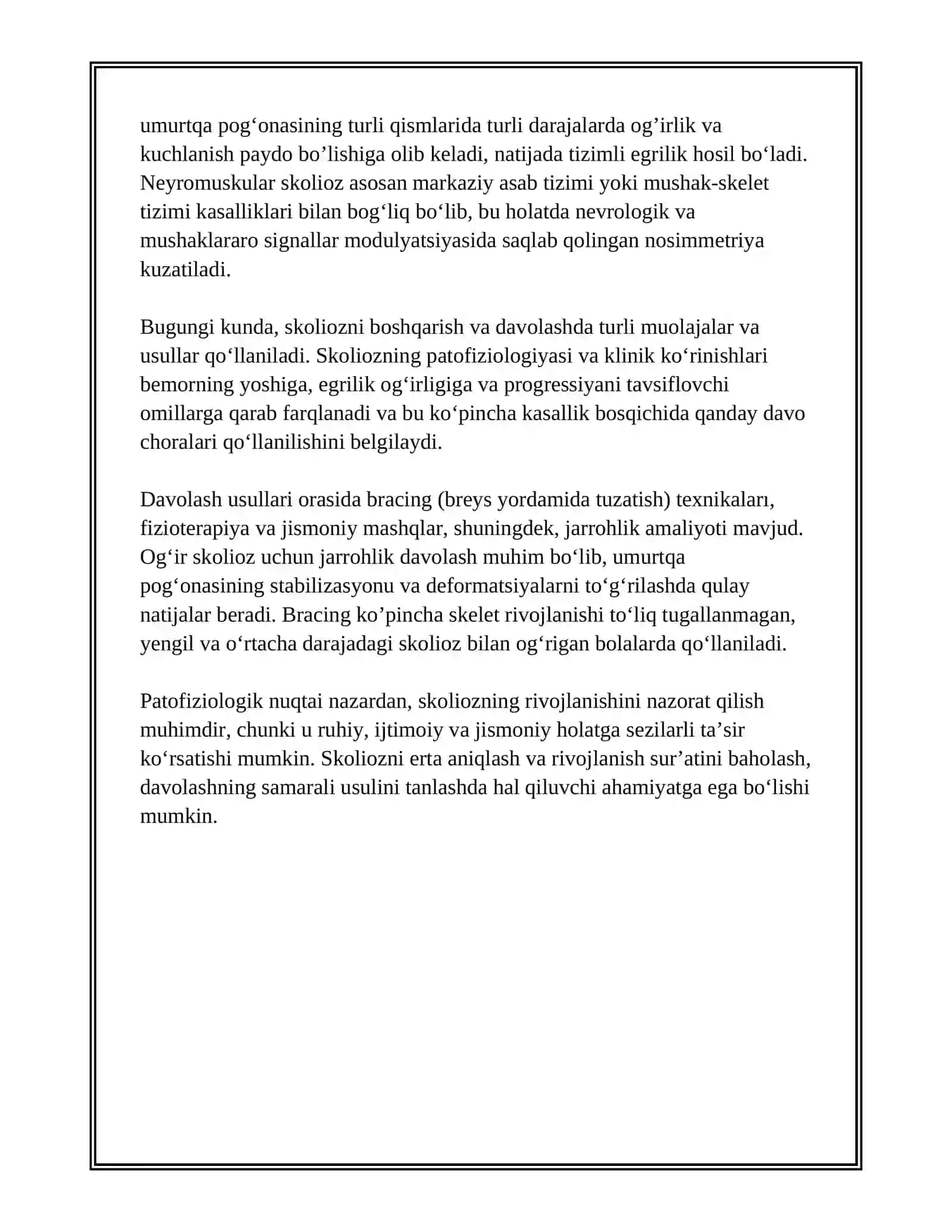 SKOLIOZ. KLINIKASI, TASNIFI VA DAVOLASH. OYOQ O‘QI DEFORMASTIYALARI 3