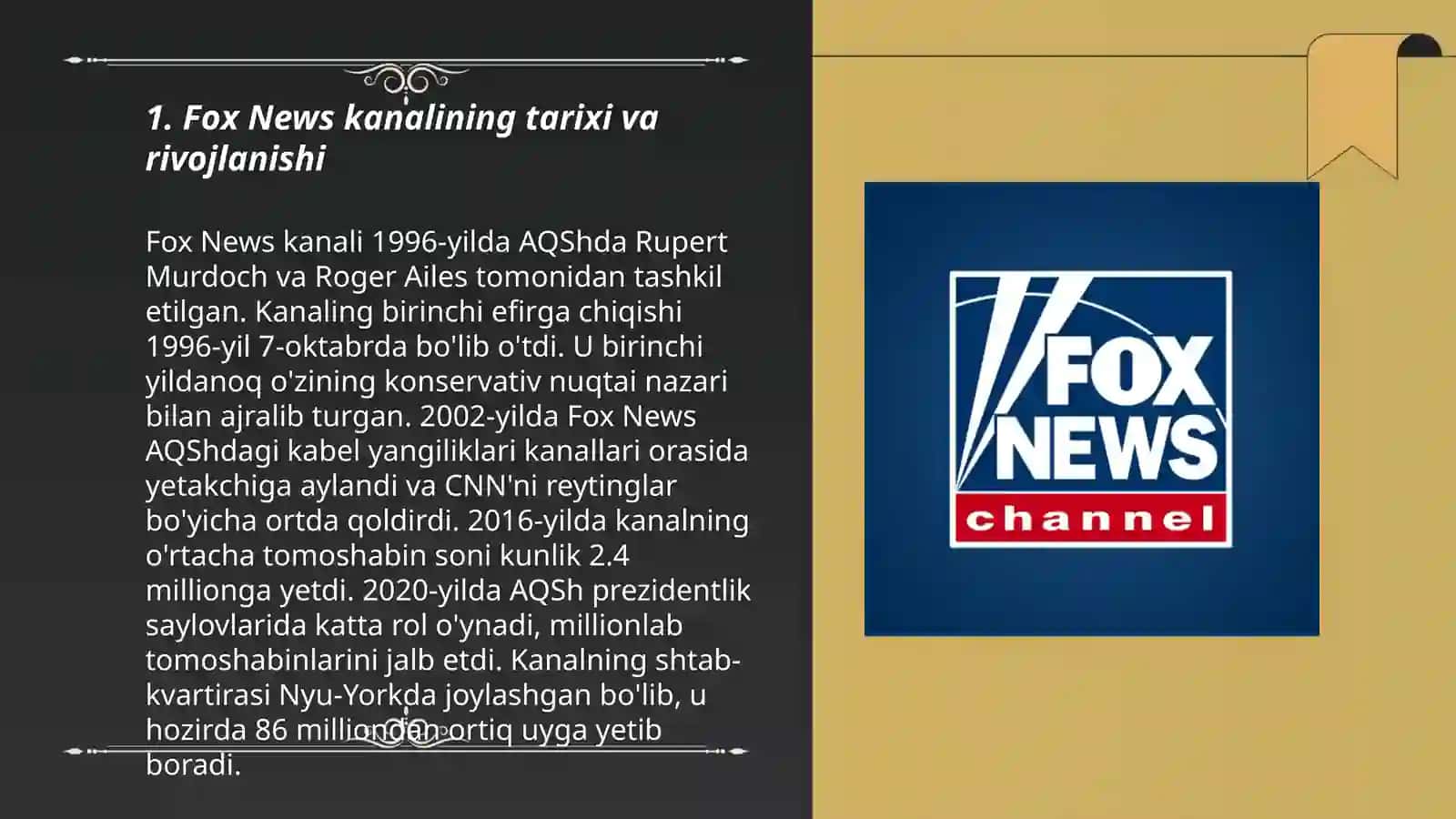 Fox News kanali faoliyati, jurnalistlari va o’ziga xos hususiyatlari 3