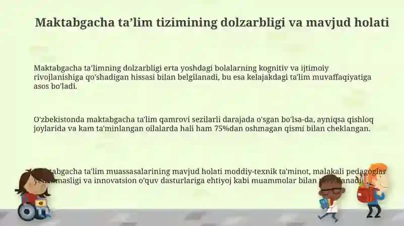 Maktabgacha ta'lim tizimini rivojlantirishning ustuvor yo'nalishlari 3