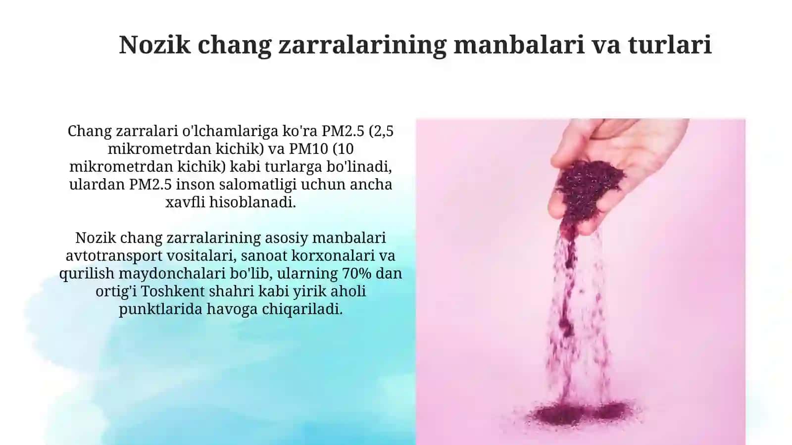 Atmosfera havosini mayda chang zarrachalaridan tozalash 3