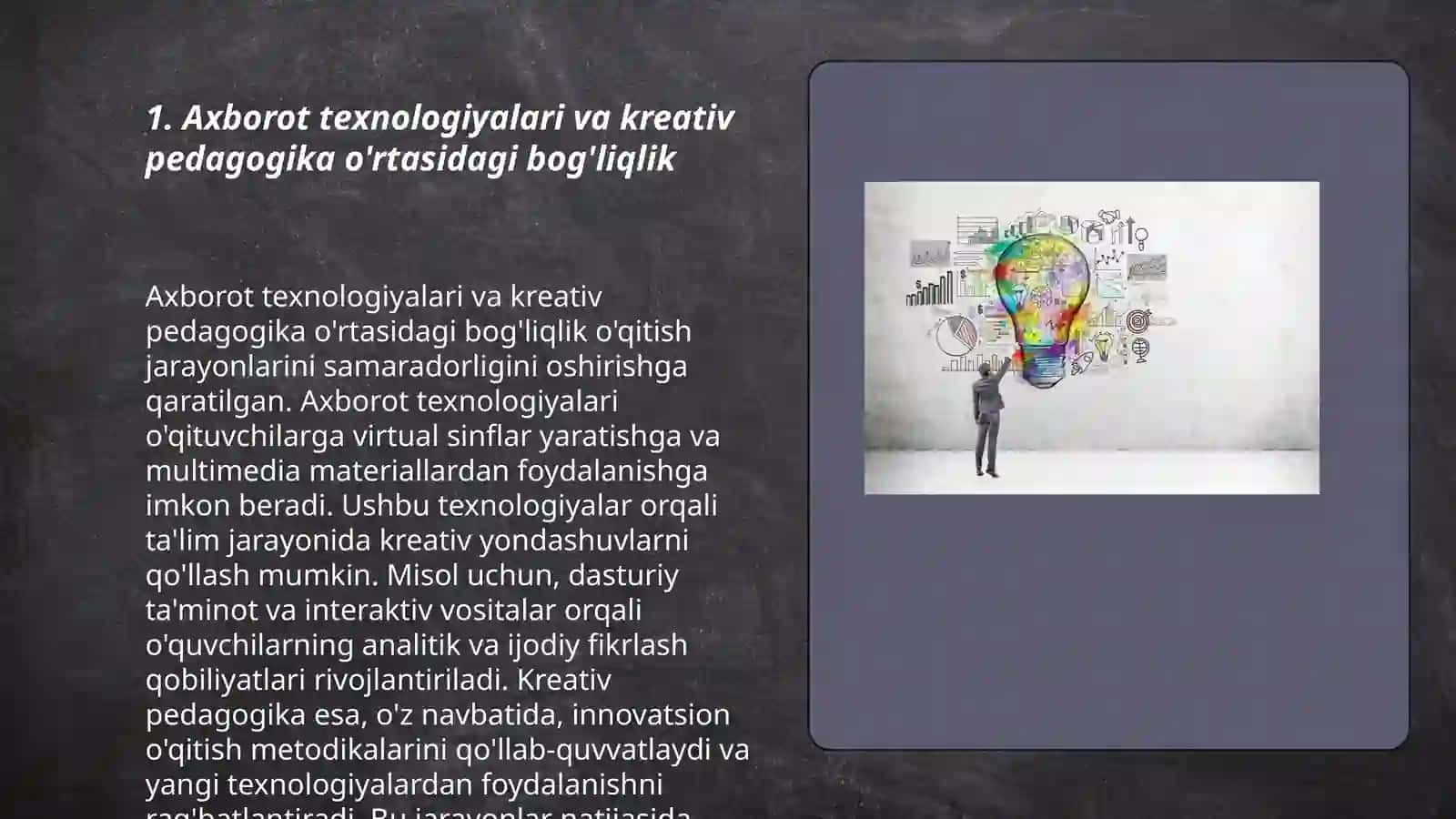 Kreativ pedagogika fanini o’qitishda axborot texnologiyalardan foydalanish zarurati 3