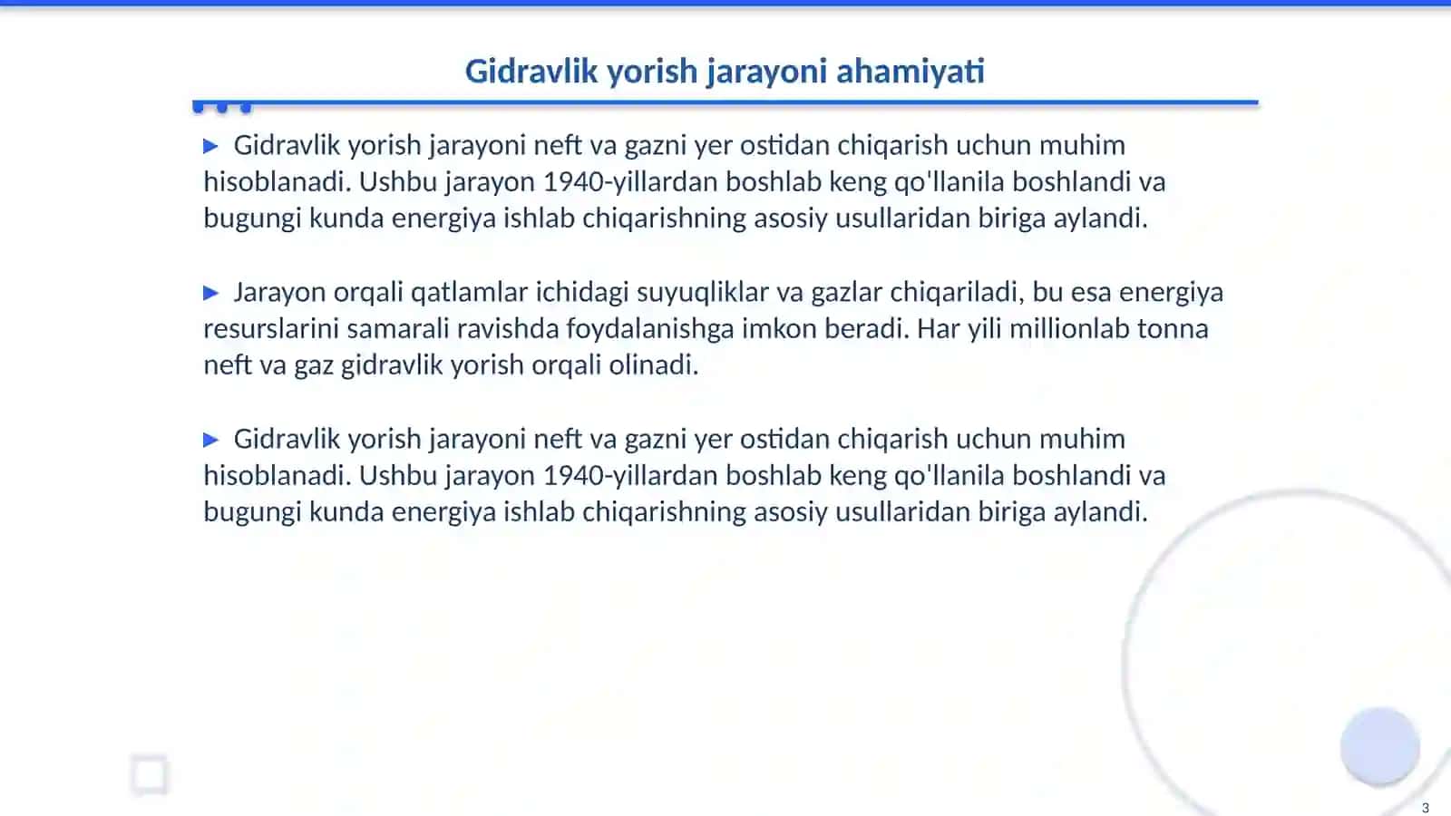 Qatlamni gidravlik yorishda qo'llaniladigan kimyoviy reagentlar 3