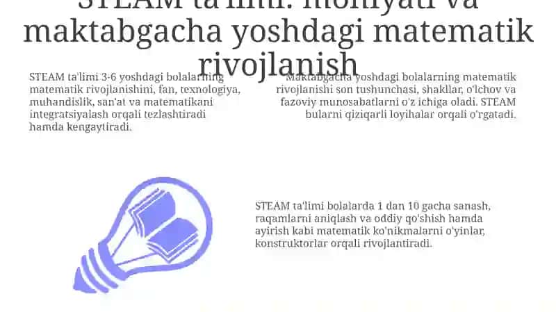 Maktabgacha yoshdagi bolalarni matematik taʼlimida STEAM texnologiyalaridan foydalanish 3