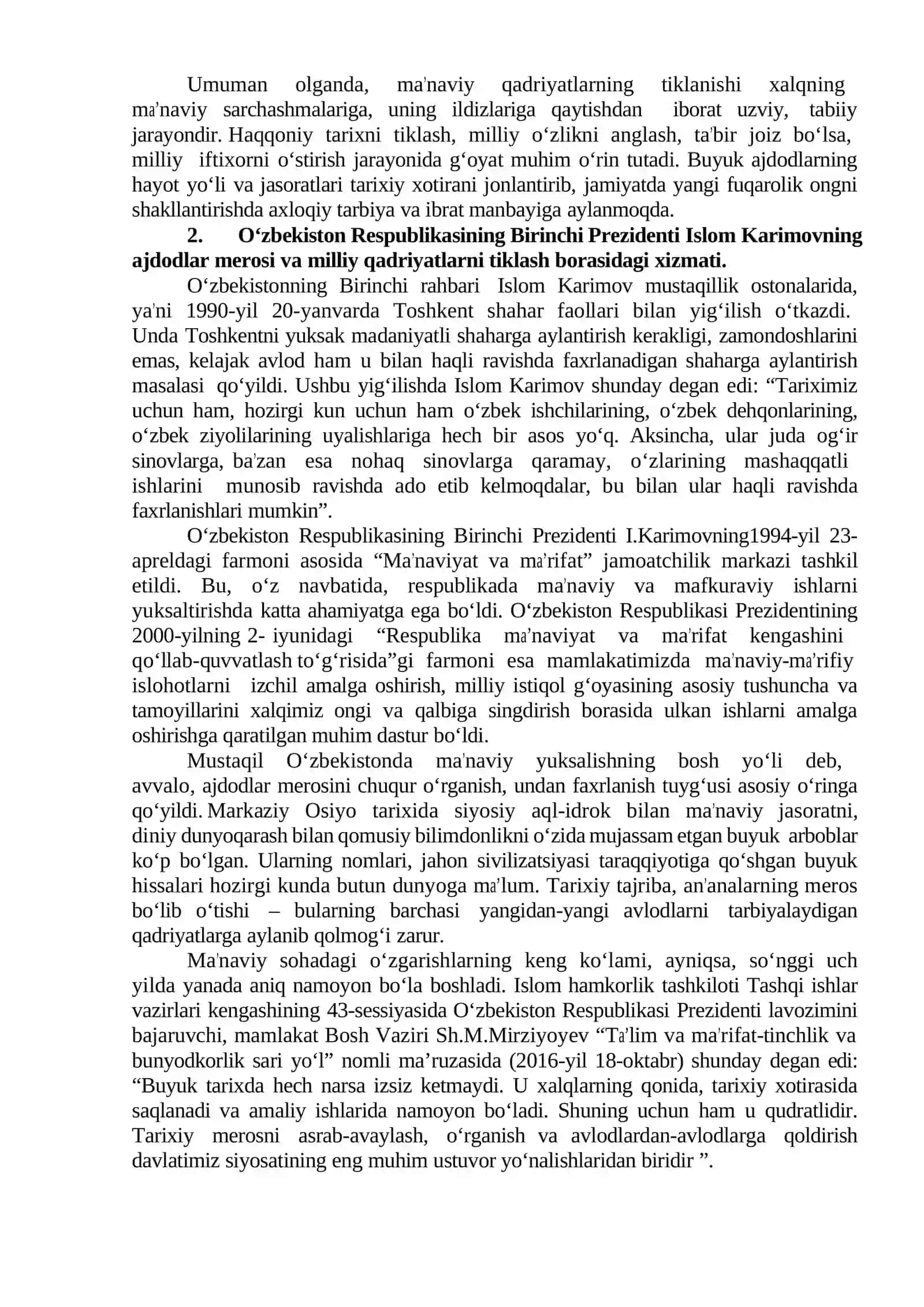 MUSTAQILLIK YILLARIDA OʻZBEKISTONDAGI MAʼNAVIY VA MADANIY TARAQQIYOT 3