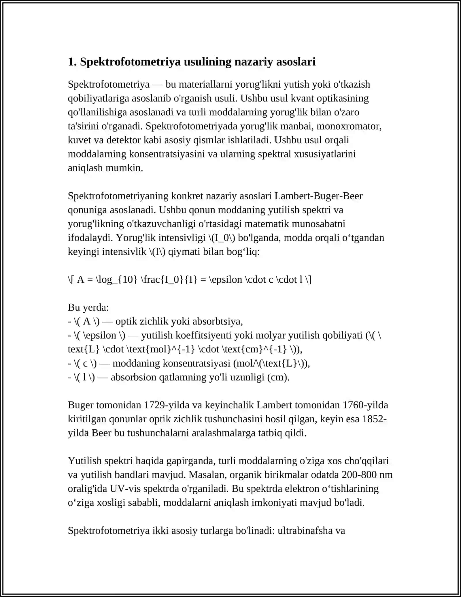 SPEKTROFOTOMETRIYA USULIDA DORILARNING CHINLIGINI ANIQLASH 3