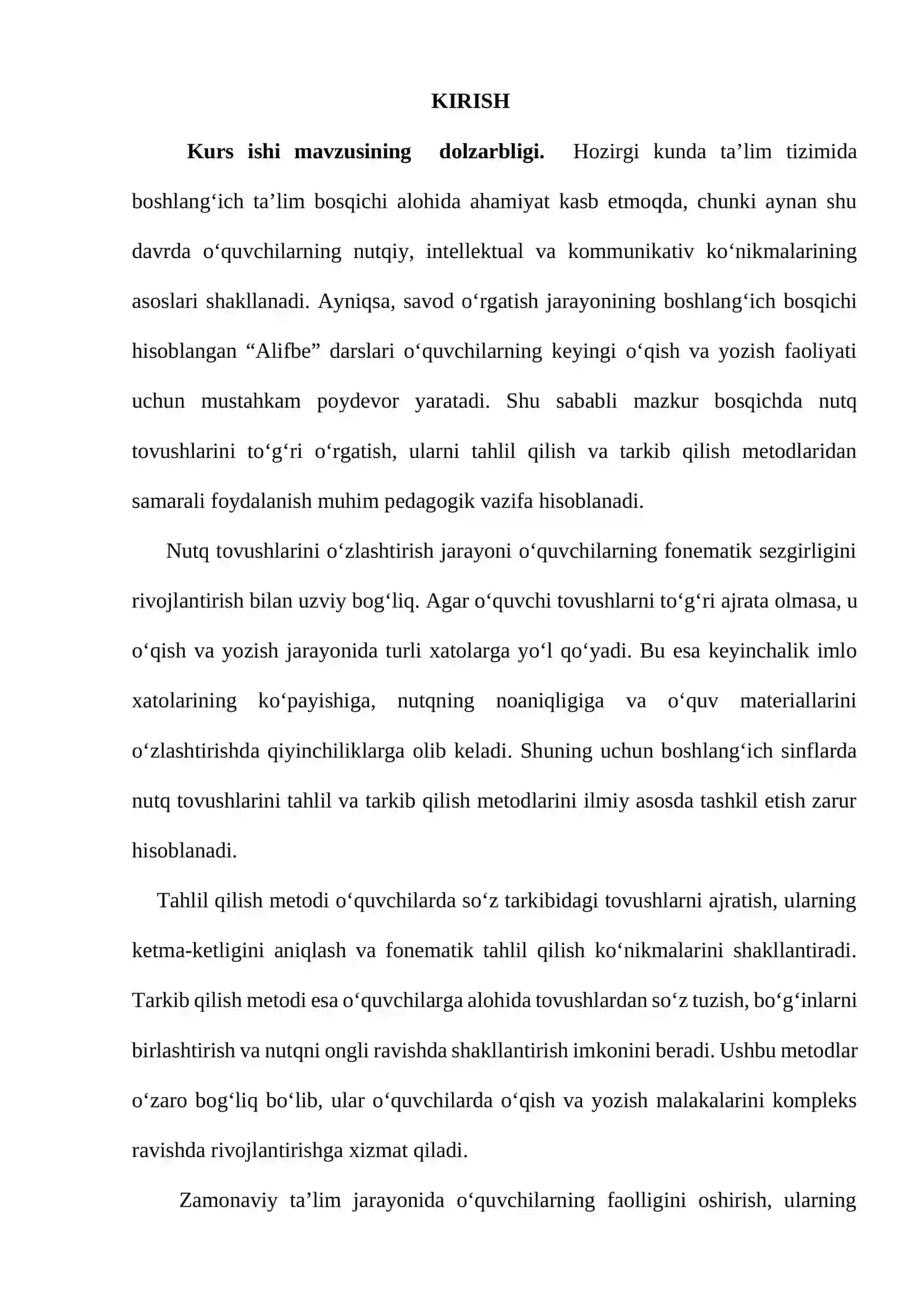 “ ”Alifbe” darslarida nutq tovushlarini tahlil va tarkib qilish metodlarining qo’llanishi” 3