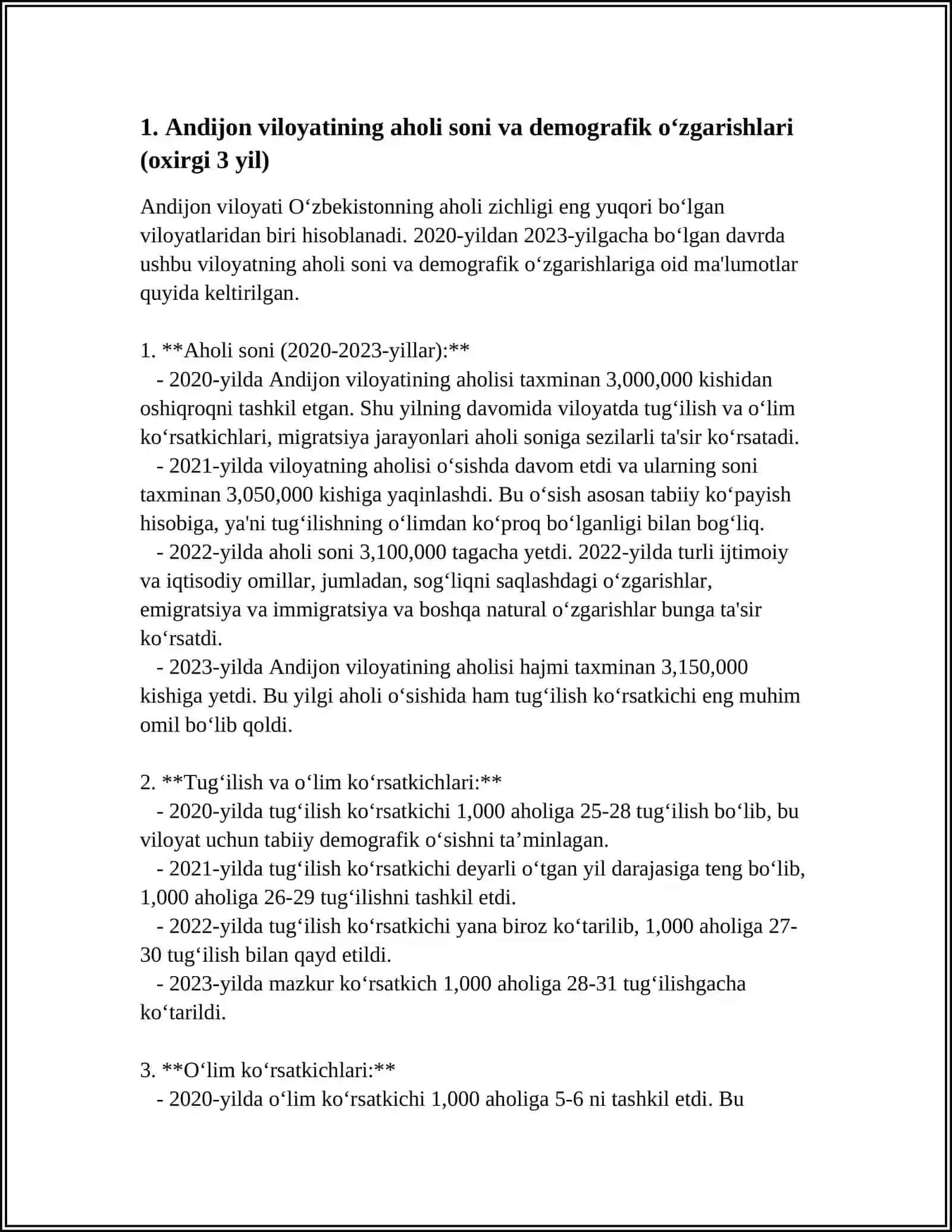 ANDIJON VILOYATINI OXIRGI 3YILLIK STATISTIKASI 3