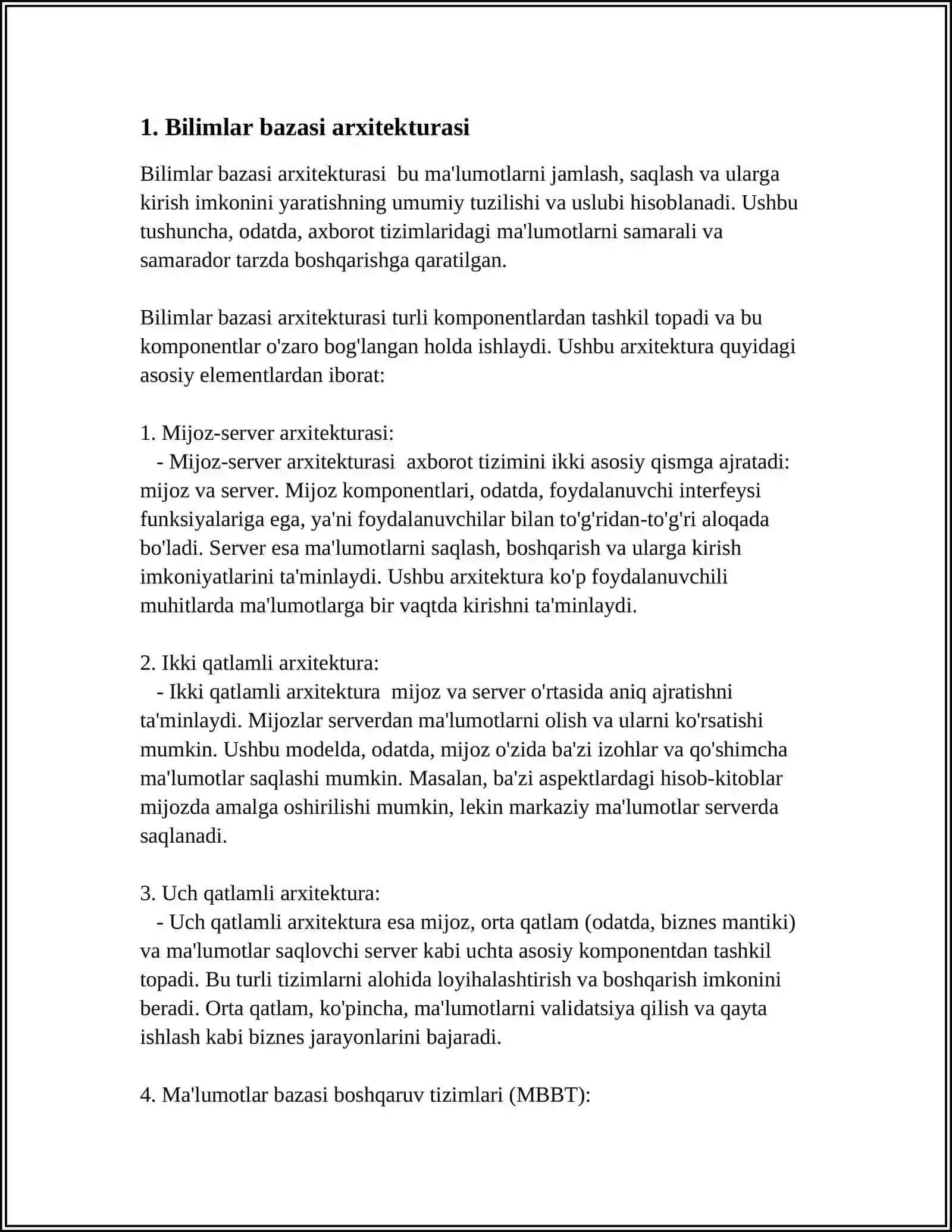 BILIMLAR BAZASI ARXITEKTURASI 3