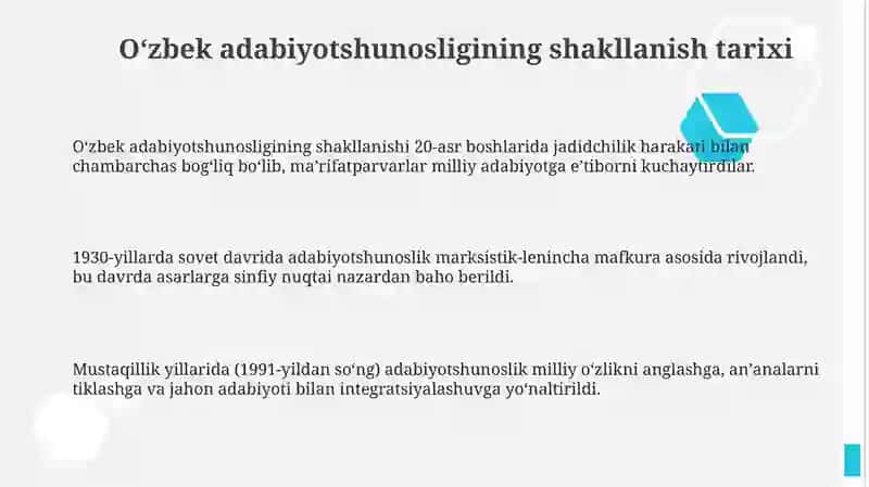 O'zbek adabiyotshunoslari va ularning fan rivojida tutgan o'rni 3